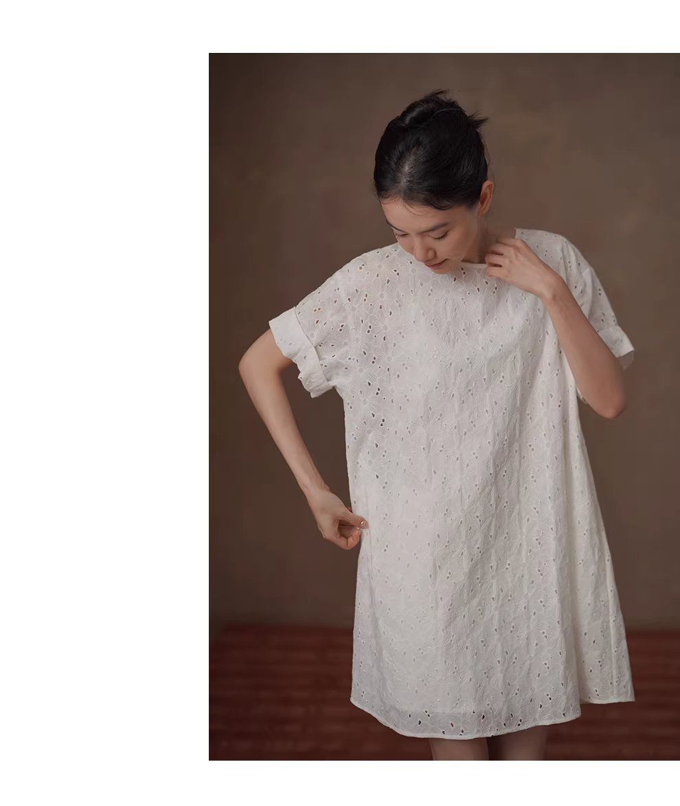 浪漫花園匠心之作100棉立體繡花A字顯瘦泡泡袖洋裝女,浪漫花園匠心之作100棉立體繡花A字顯瘦泡泡袖洋裝女,HBFS7007,浪漫花園匠心之作100棉立體繡花A字顯瘦泡泡袖洋裝女,吸濕排汗,版型修飾