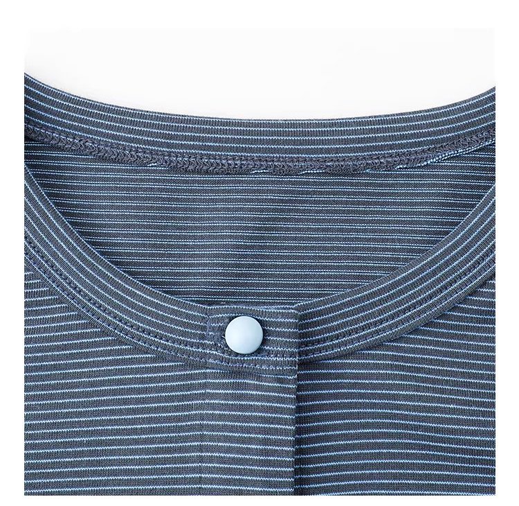 藏青條紋單排扣短款T恤女春季新款韓系長袖上衣,藏青條紋單排扣短款T恤女春季新款韓系長袖上衣,HBFS1029,藏青條紋單排扣短款T恤女春季新款韓系長袖上衣,圓領排扣,撞色橫紋