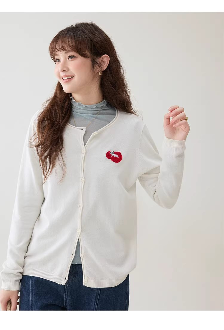簡約小貓刺繡針織開襟衫女26春季新款寬鬆長袖上衣,簡約小貓刺繡針織開襟衫女26春季新款寬鬆長袖上衣,HBFS5006,簡約小貓刺繡針織開襟衫女26春季新款寬鬆長袖上衣,圓領排扣,修身版型