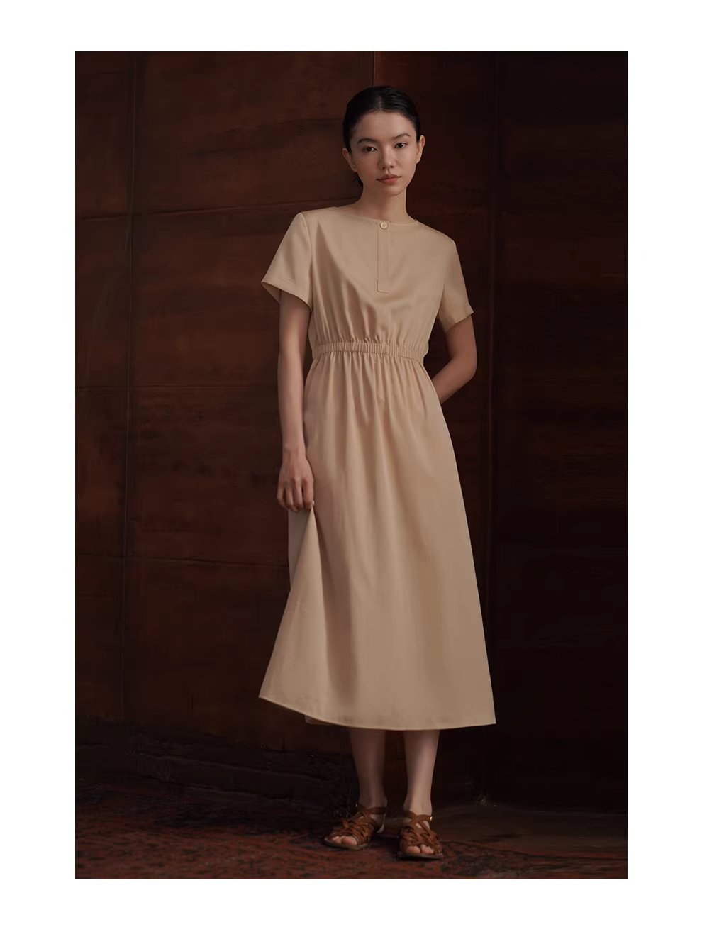 溫柔淡人洋裝顯瘦垂感簡約A字收腰短袖不挑人通勤洋裝,溫柔淡人洋裝顯瘦垂感簡約A字收腰短袖不挑人通勤洋裝,HBFS7013,溫柔淡人洋裝顯瘦垂感簡約A字收腰短袖不挑人通勤洋裝,柔滑啞光,優雅設計