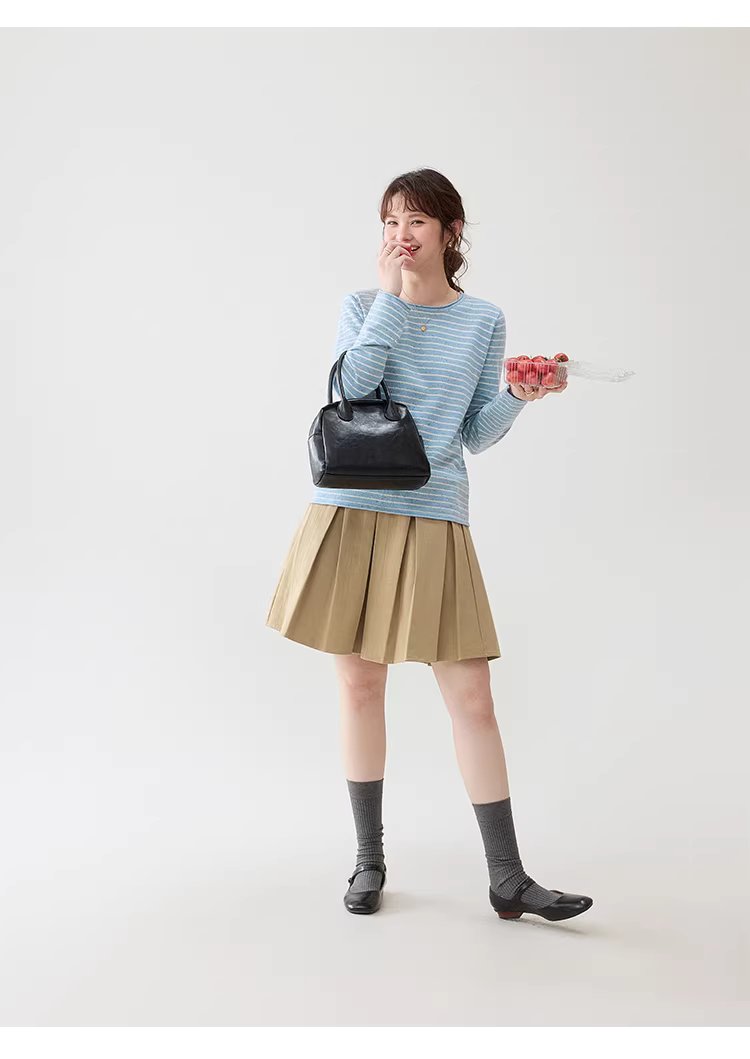 撞色條紋花點捲邊針織衫女春季新款寬鬆長袖上衣,撞色條紋花點捲邊針織衫女春季新款寬鬆長袖上衣,HBFS1043,撞色條紋花點捲邊針織衫女春季新款寬鬆長袖上衣,捲邊衣襬,花點面料