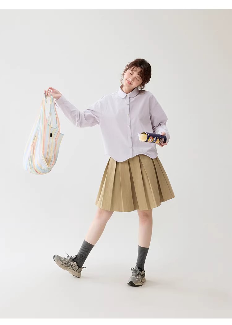 弧形擺娃娃領紫色襯衫女26春季新款減齡長袖上衣,弧形擺娃娃領紫色襯衫女26春季新款減齡長袖上衣,HBFS1046,弧形擺娃娃領紫色襯衫女26春季新款減齡長袖上衣,娃娃領,天絲混棉