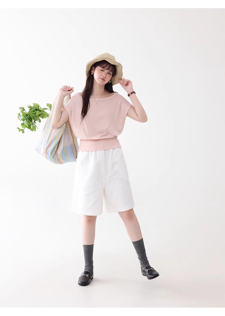 一字領收腰顯瘦寬鬆T恤女夏季新款粉紅短袖上衣,一字領收腰顯瘦寬鬆T恤女夏季新款粉紅短袖上衣,HBFS1052,一字領收腰顯瘦寬鬆T恤女夏季新款粉紅短袖上衣,青春休閒,天絲混棉