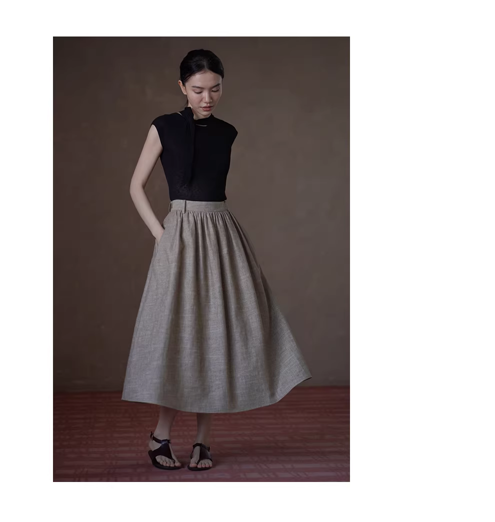 淡人山穿搭亞麻苧麻棉混紡高腰壓褶顯瘦蓬蓬半身裙女,淡人山穿搭亞麻苧麻棉混紡高腰壓褶顯瘦蓬蓬半身裙女,HBFS2017,淡人山穿搭亞麻苧麻棉混紡高腰壓褶顯瘦蓬蓬半身裙女,高腰壓褶,蓬蓬裙擺