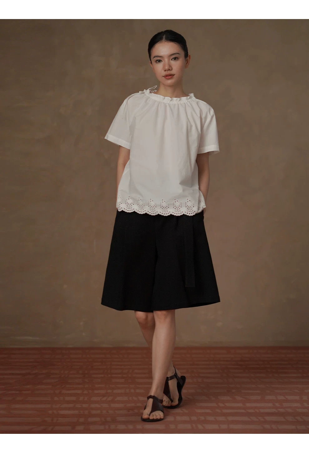 訂製法式刺繡下擺100棉抽繩繫帶領口多穿寬鬆短袖襯衫女,訂製法式刺繡下擺100棉抽繩繫帶領口多穿寬鬆短袖襯衫女,HBFS1096,訂製法式刺繡下擺100棉抽繩繫帶領口多穿寬鬆短袖襯衫女,純棉舒適,法式慵懶