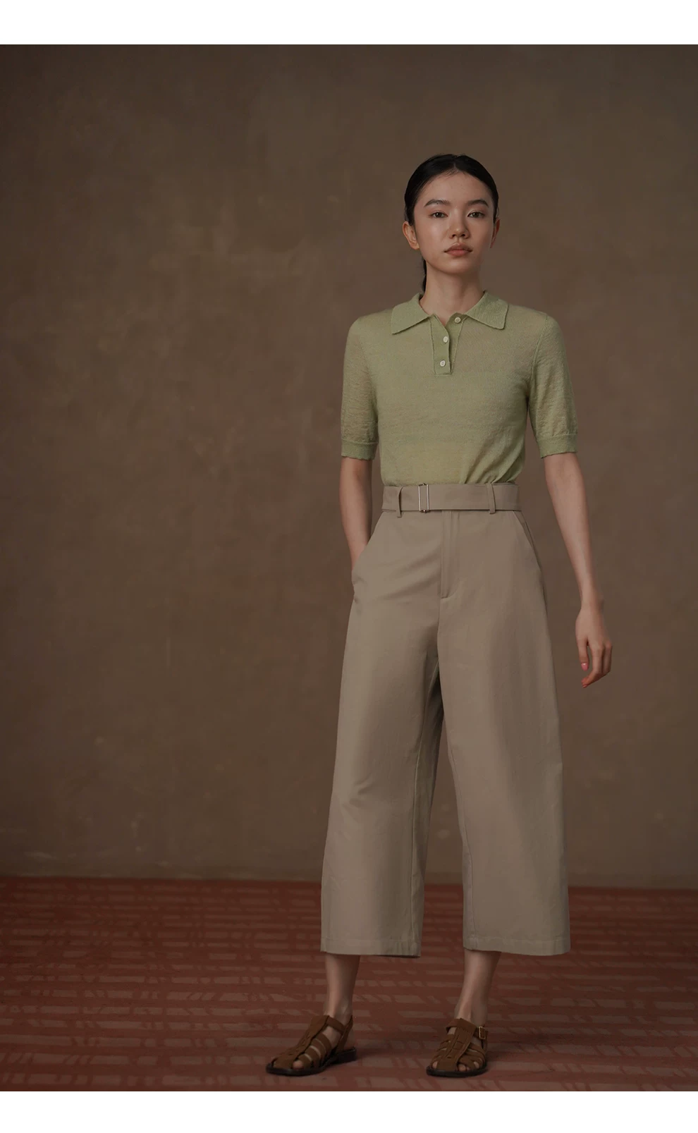 休閒棉感腰帶寬鬆褲腿立體打褶顯瘦高腰百搭直筒八分褲,休閒棉感腰帶寬鬆褲腿立體打褶顯瘦高腰百搭直筒八分褲,HBFS3027,休閒棉感腰帶寬鬆褲腿立體打褶顯瘦高腰百搭直筒八分褲,高腰透氣,版型修飾