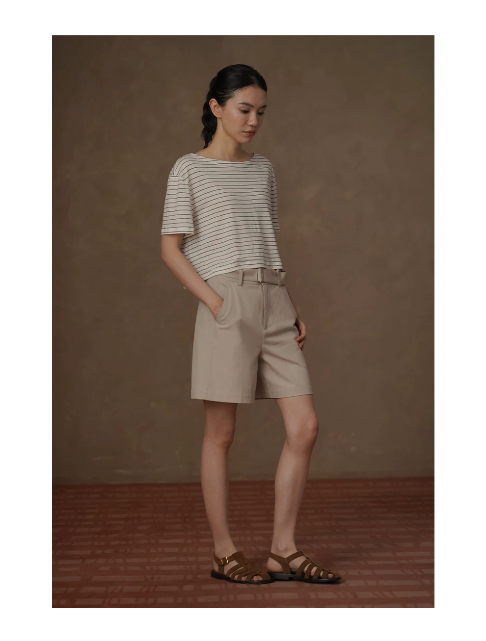 不出錯日常休閒五分褲直筒寬鬆顯瘦可調節腰帶短褲女,不出錯日常休閒五分褲直筒寬鬆顯瘦可調節腰帶短褲女,HBFS3028,不出錯日常休閒五分褲直筒寬鬆顯瘦可調節腰帶短褲女,吸濕排汗,高腰腰帶