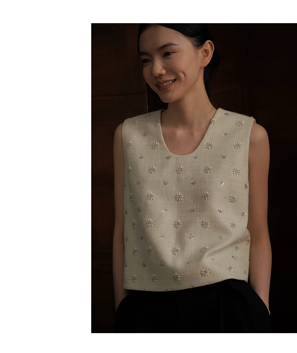 重磅手工釘珠無袖U領寬鬆貴氣千金氣質上衣顯瘦無袖背心,重磅手工釘珠無袖U領寬鬆貴氣千金氣質上衣顯瘦無袖背心,HBFS1109,重磅手工釘珠無袖U領寬鬆貴氣千金氣質上衣顯瘦無袖背心,小香名媛,亮片珠珠