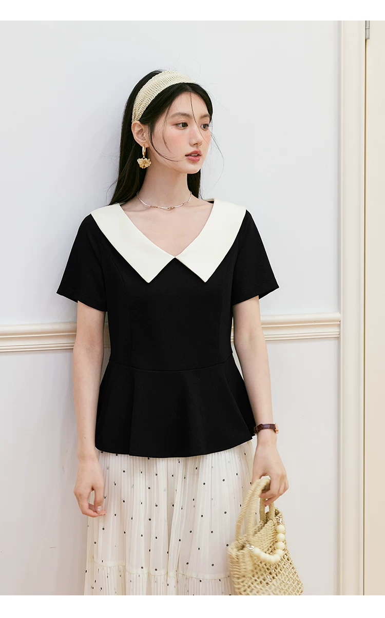 大尺碼娃娃領短袖T恤女2026新款小衫夏季漂亮掐腰荷葉邊上衣,大尺碼娃娃領短袖T恤女2026新款小衫夏季漂亮掐腰荷葉邊上衣,HBFS1230,大尺碼娃娃領短袖T恤女2026新款小衫夏季漂亮掐腰荷葉邊上衣,中大尺碼,掐腰顯瘦