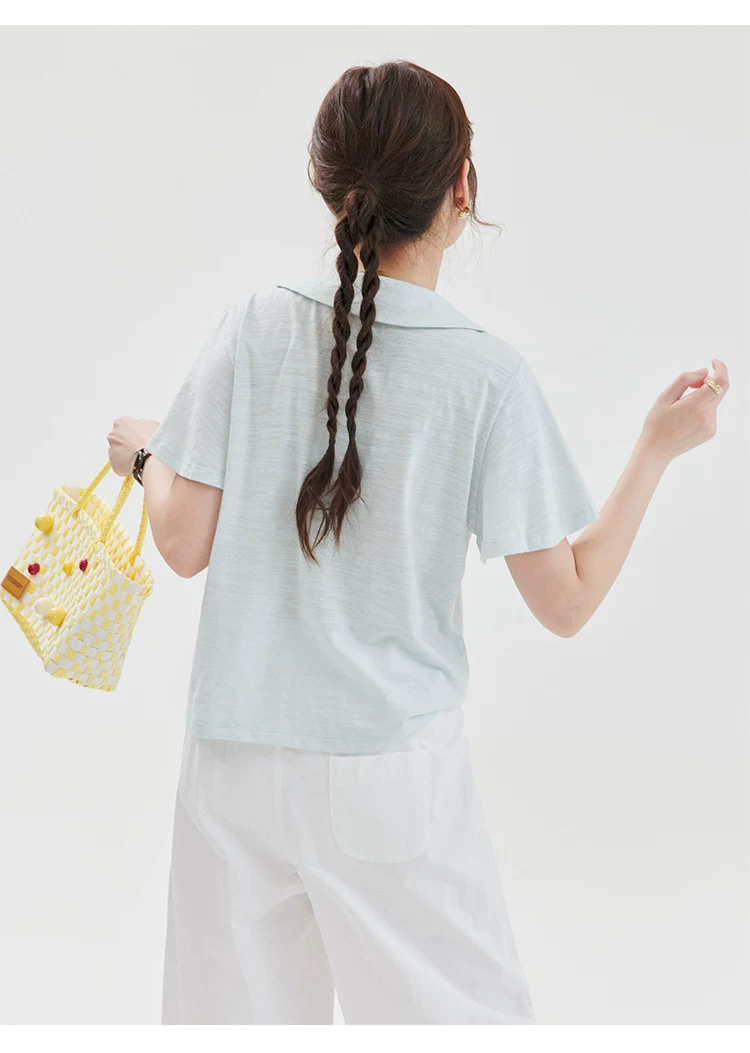 純色繫帶翻v領喇叭袖T恤女夏季新款時尚寬鬆上衣,純色繫帶翻v領喇叭袖T恤女夏季新款時尚寬鬆上衣,HBFS1278,純色繫帶翻v領喇叭袖T恤女夏季新款時尚寬鬆上衣,繫繩設計,半開翻領