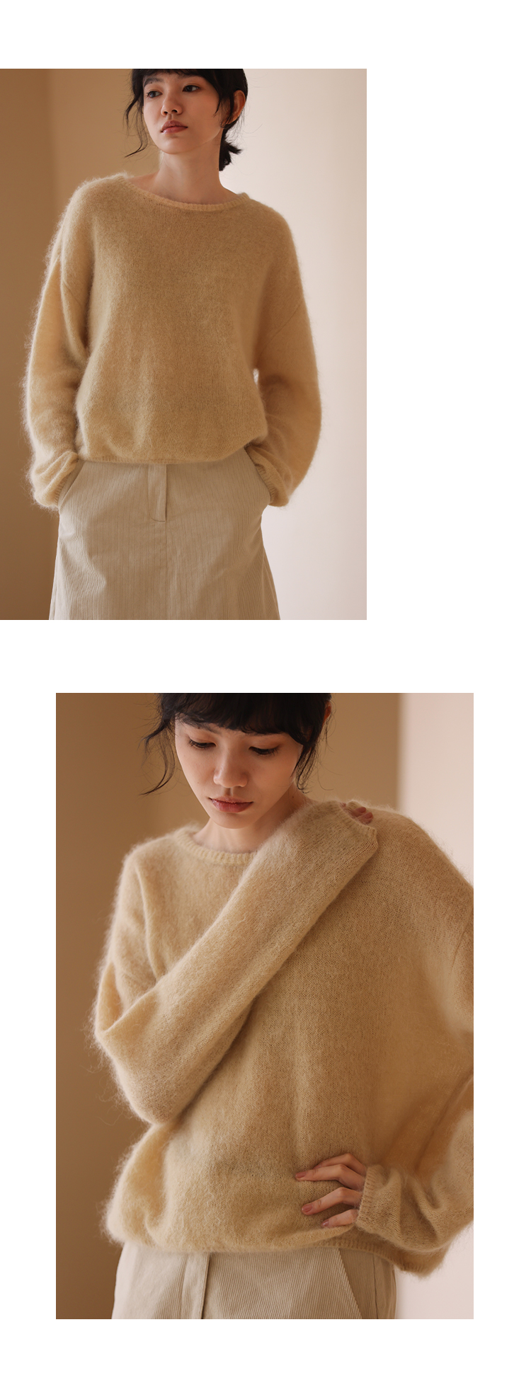 安哥拉山羊毛混紡輕柔朝細膩質感針織衫套頭毛衣