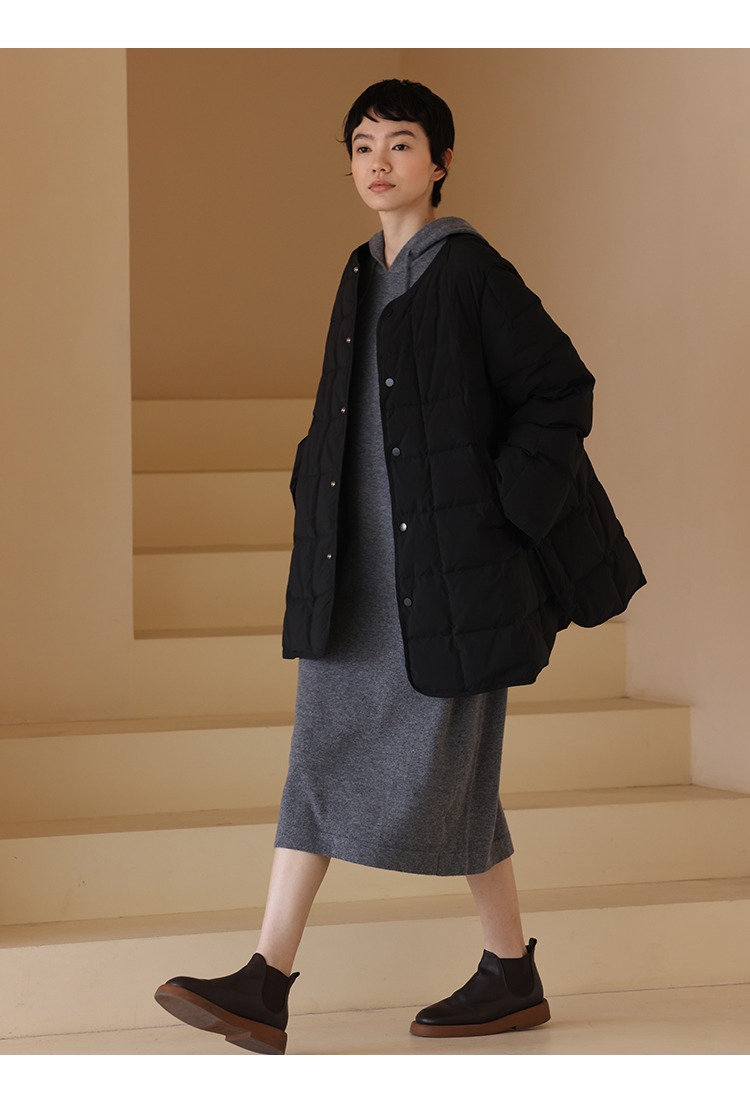 進口超細100%美利奴羊毛連帽寬鬆針織連身裙洋裝