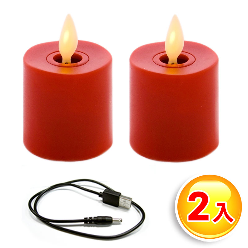 擬真火焰蠟燭小茶杯燈(紅色/2入)