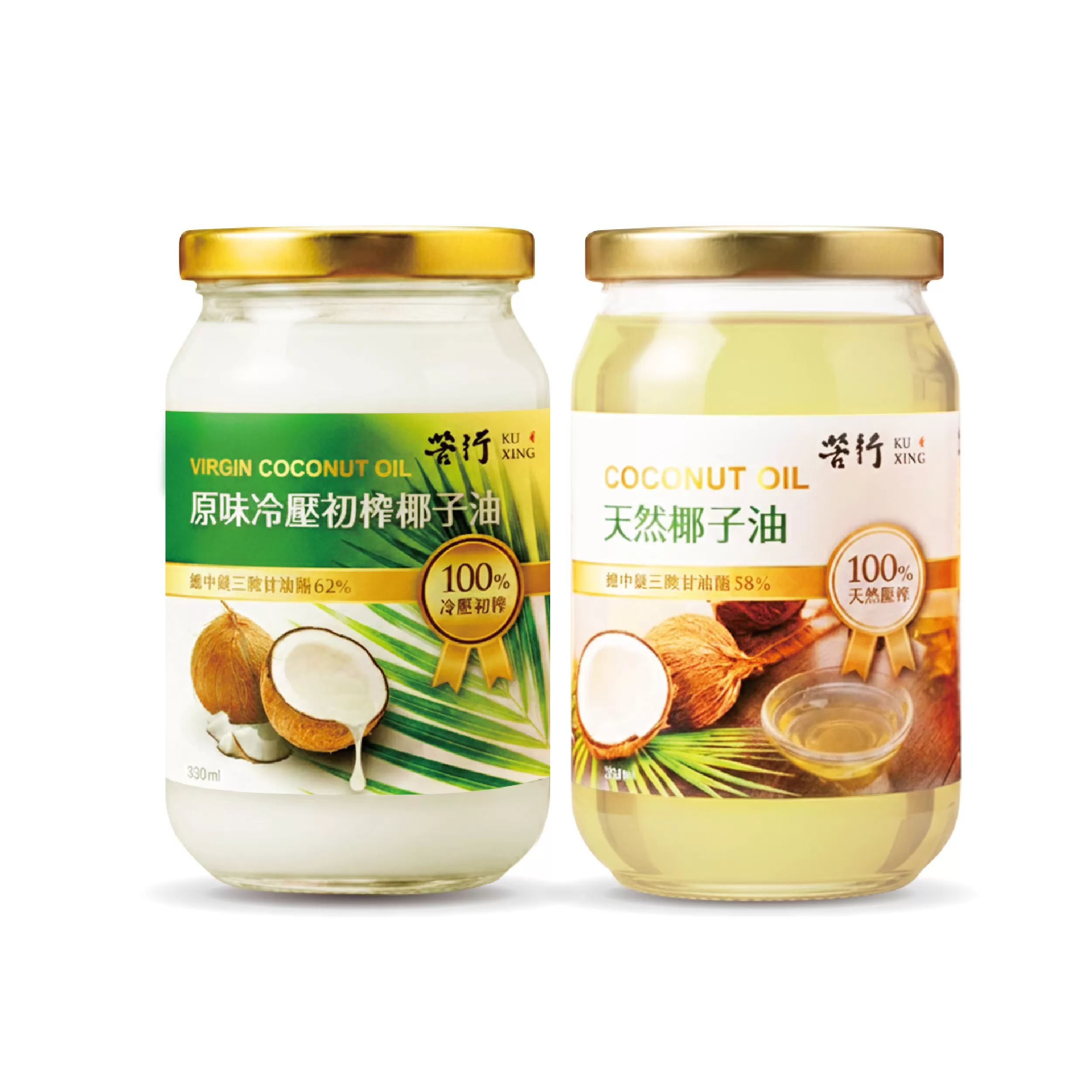 苦行冷壓初榨椰子油+天然椰子油