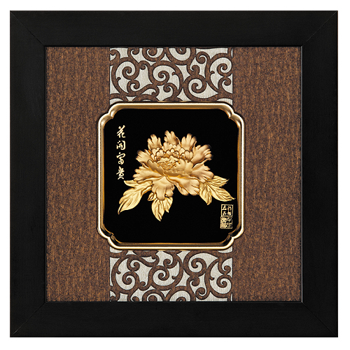 《聖宏》立體金箔畫-框畫系列24x24 (花開富貴)