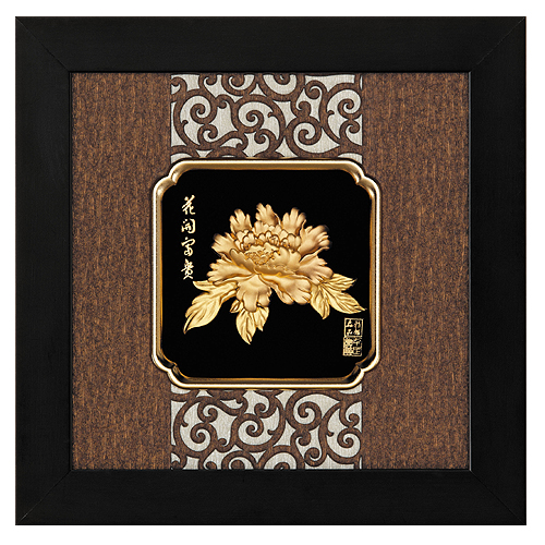 《聖宏》立體金箔畫-框畫系列24x24(花開富貴)