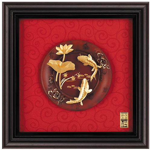 《聖宏》立體金箔畫-圓盤系列(連年有餘)