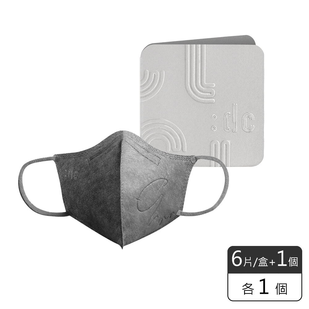 《:dc 克微粒》奈米薄膜立體口罩 成人款 灰色灰耳 1盒 + 口罩收納夾 1個