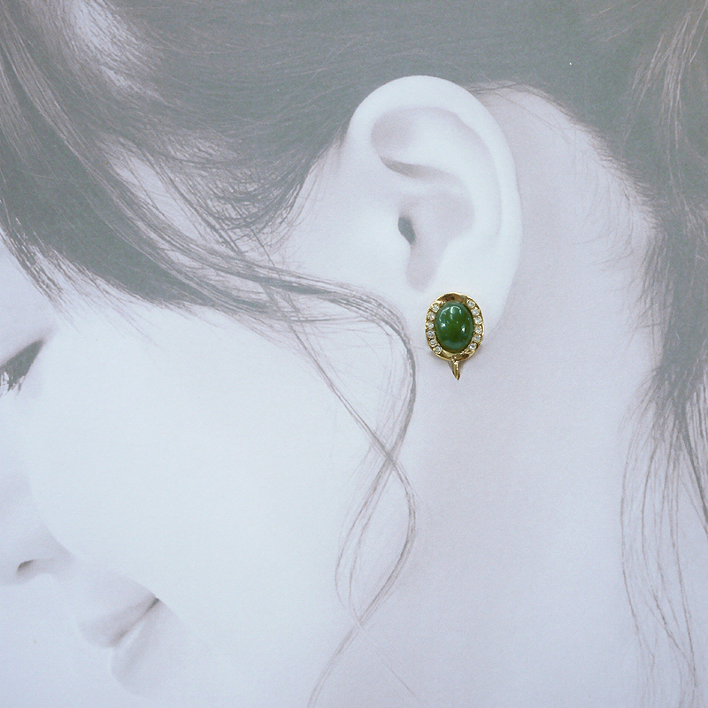 《聖宏》台灣玉8x10mm橢圓形耳夾耳環(A08-3h)