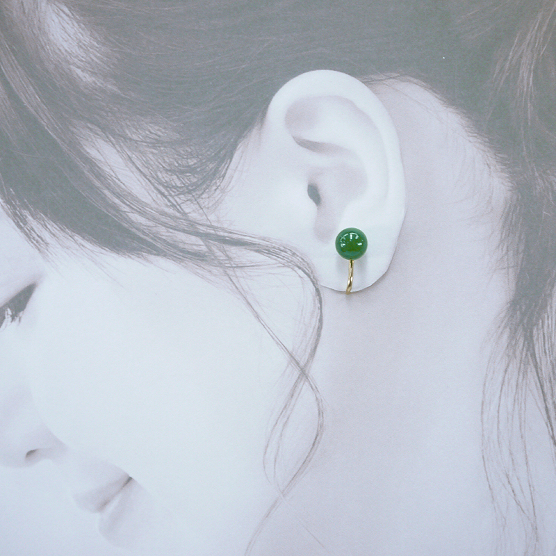 《聖宏》台灣玉8mm圓珠14KGF耳夾耳環(A016-70J)
