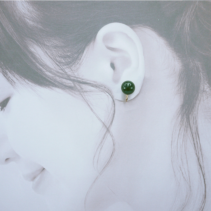 《聖宏》台灣玉10mm圓珠14KGF耳夾耳環(A016-71J)