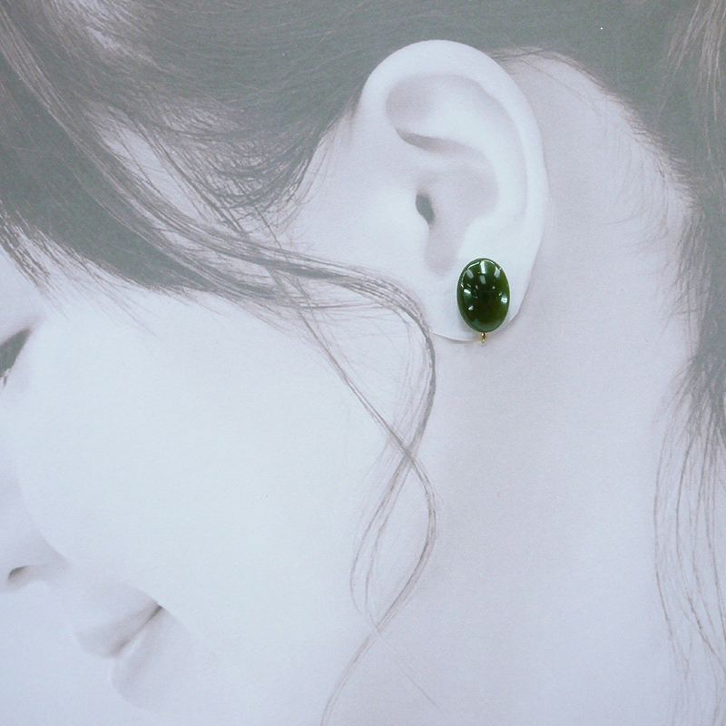 《聖宏》台灣玉10x14mm橢圓形14KGF耳夾耳環(A016-124)