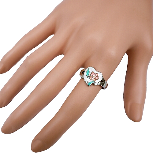 《聖宏》景泰藍銀色心形寬版戒指