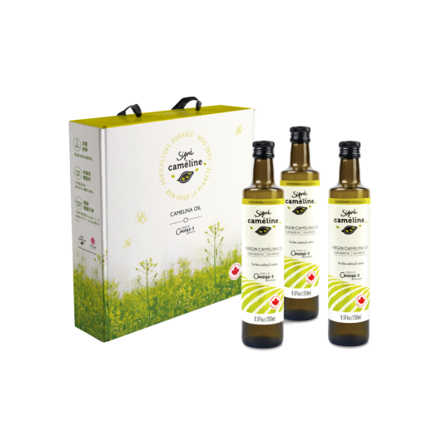 《Signe Cameline》加拿大冷壓薺藍籽油Camelina Oil 三入禮盒