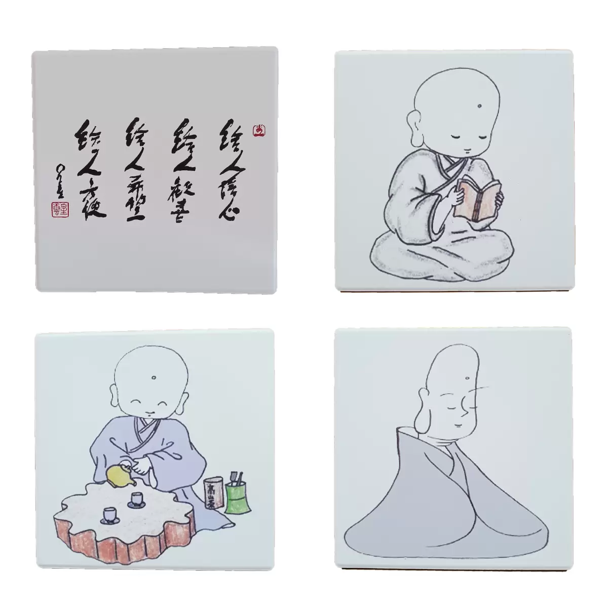 《一筆字文創》環保墨寶陶土杯墊-四方形杯墊(共4款)