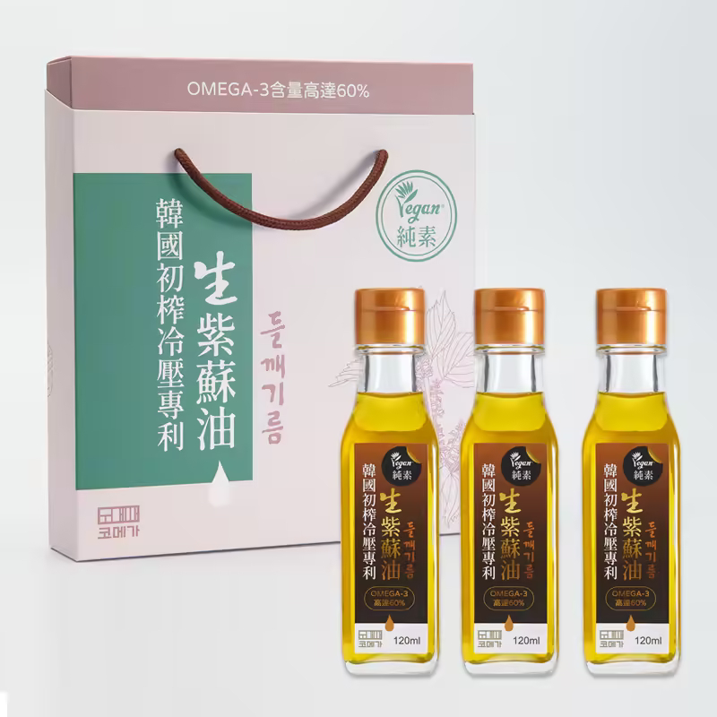《克雷普》韓國初榨冷壓專利生紫蘇油禮盒120g/瓶(3瓶入)
