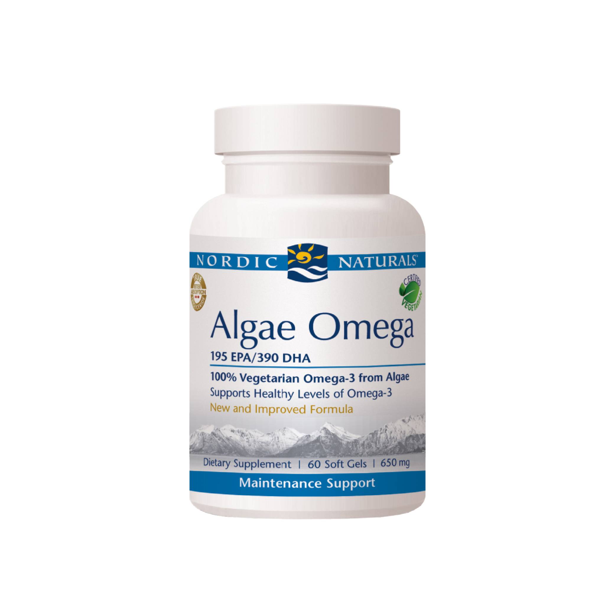 《北歐天然》新海藻油膠囊食品 Algae Omega 60顆/瓶