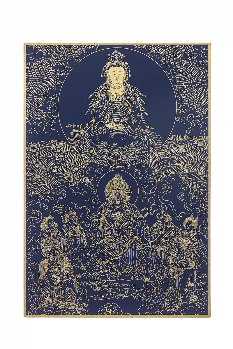 《僧伽林文化》故宮百年紀念描金佛卡系列27-觀音現天、龍、夜叉、乾闥婆、阿修羅、迦樓羅、緊那羅、摩睺羅伽、人非人等身說法