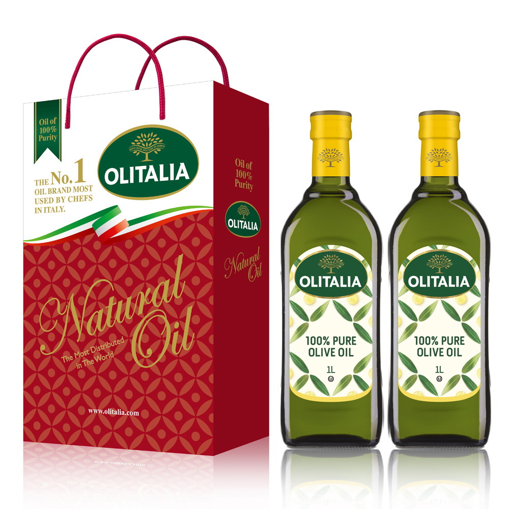 《Olitalia奧利塔》純橄欖油禮盒組(1000ml/瓶，共2瓶)