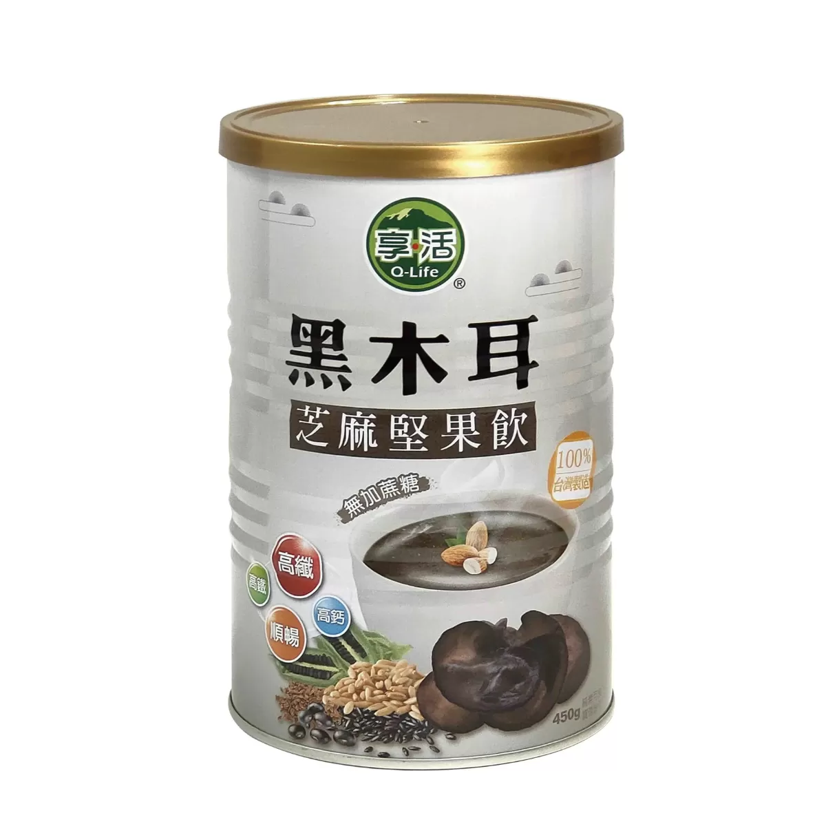 《Q-Life享活》黑木耳黑芝麻堅果飲(穀粉)450g/罐