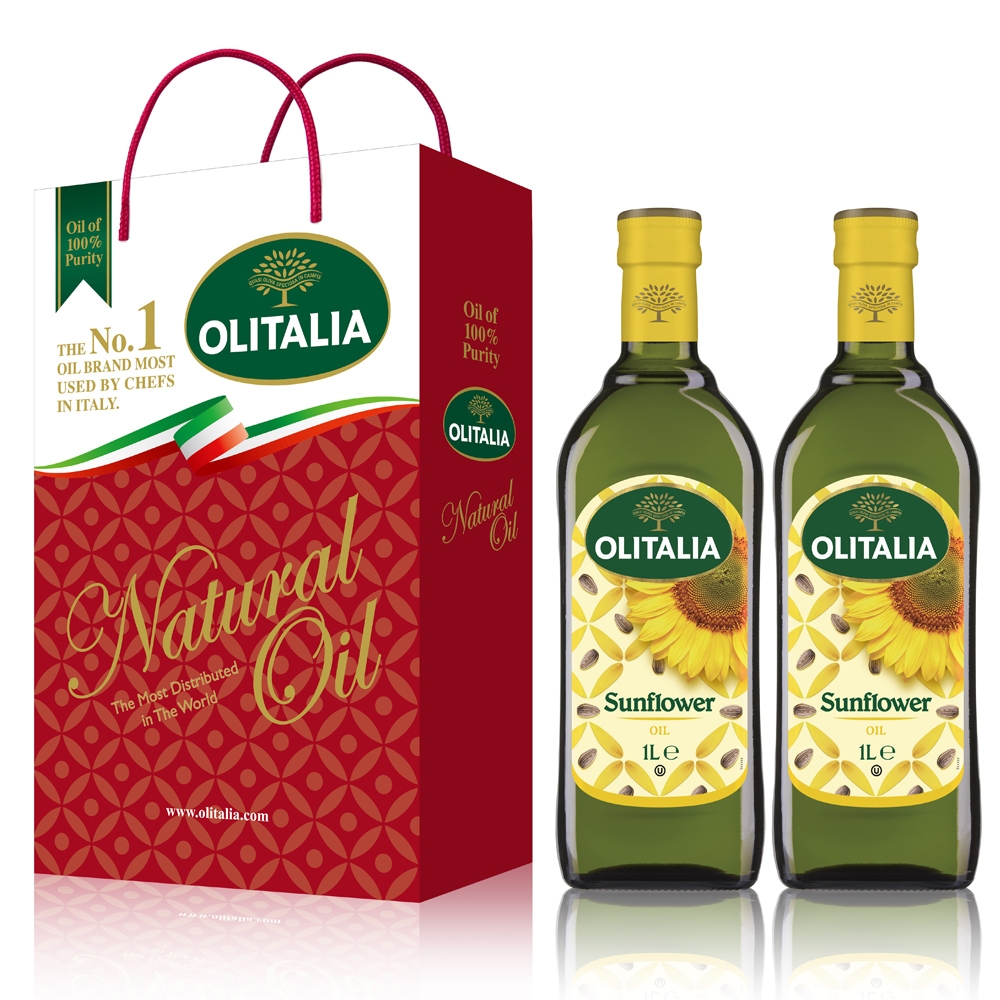 《Olitalia奧利塔》葵花油禮盒組(1000ml/瓶，共2瓶)