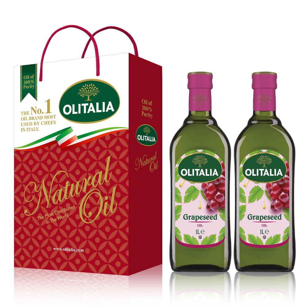 《Olitalia奧利塔》葡萄籽油禮盒組(1000ml/瓶，共2瓶)