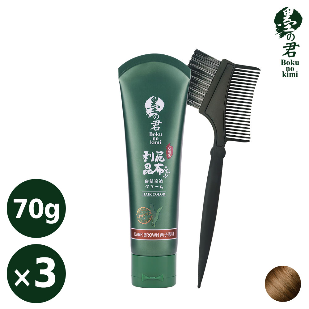 日本墨之君｜北海道利尻昆布白髮染(升級版)栗子咖(70g/瓶X3瓶)+染髮梳X1