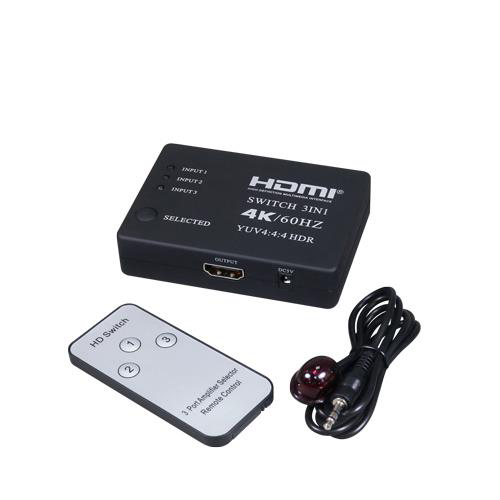 伽利略 HDMI 4K@60Hz 影音切換器 3進1出 + 遙控器
