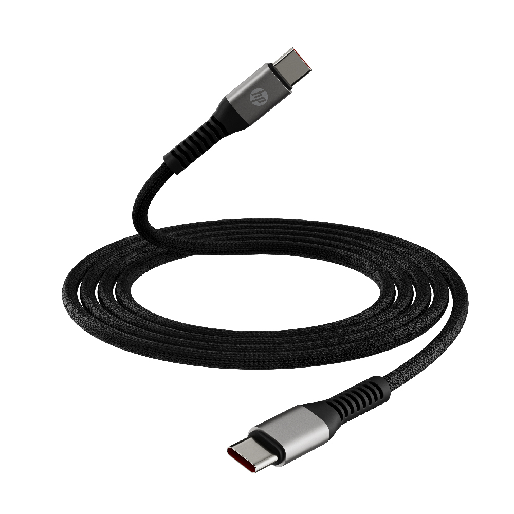 HP 惠普DHC TC112G Type-C充電線 防斷編織快充線-灰黑色(1m)