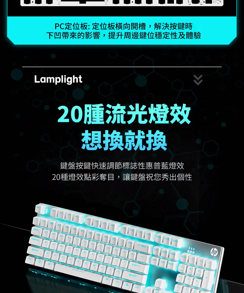 HP 惠普 GK100-新版  電競有線機械式 鍵盤