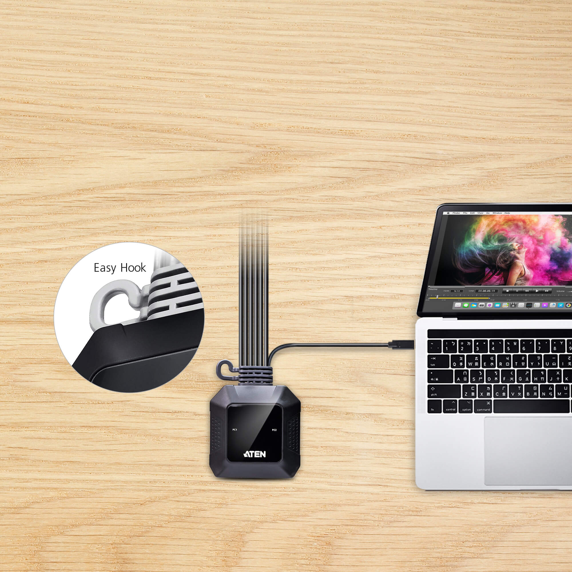 ATEN 宏正 2埠USB-C DisplayPort 混合式 KVM 多電腦切換器