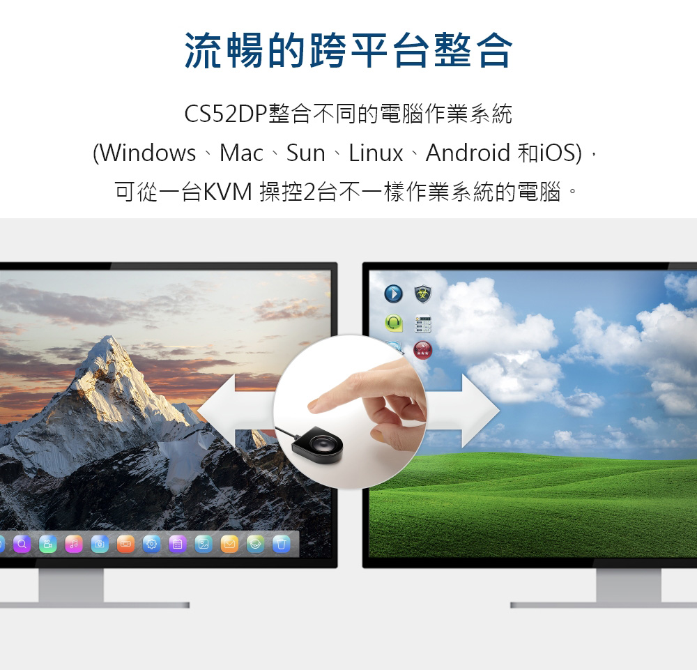 ATEN 宏正 2埠USB-C DisplayPort 混合式 KVM 多電腦切換器