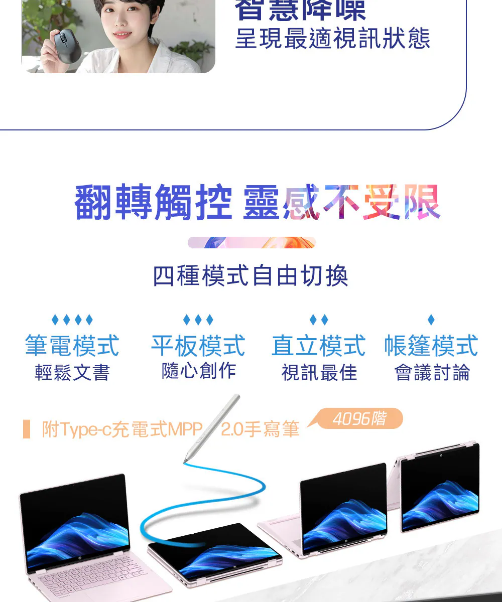 HP 惠普 OmniBook 5 FlipNGAI 14-km0043TU 14吋翻轉觸控筆電 閨蜜粉,高規格OLED觸控螢幕,14-km0043TU,HP惠普OmniBook5FlipNGAI14-km0043TU14吋翻轉觸控筆電閨蜜粉,商品特點,商品簡介