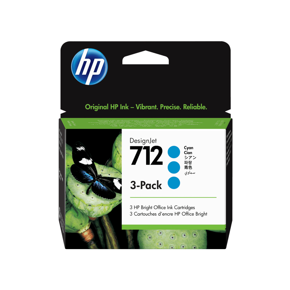 HP 712 青色原廠墨水匣29ml x 3入組(3ED77A) | HP® 惠普台灣原廠購物網