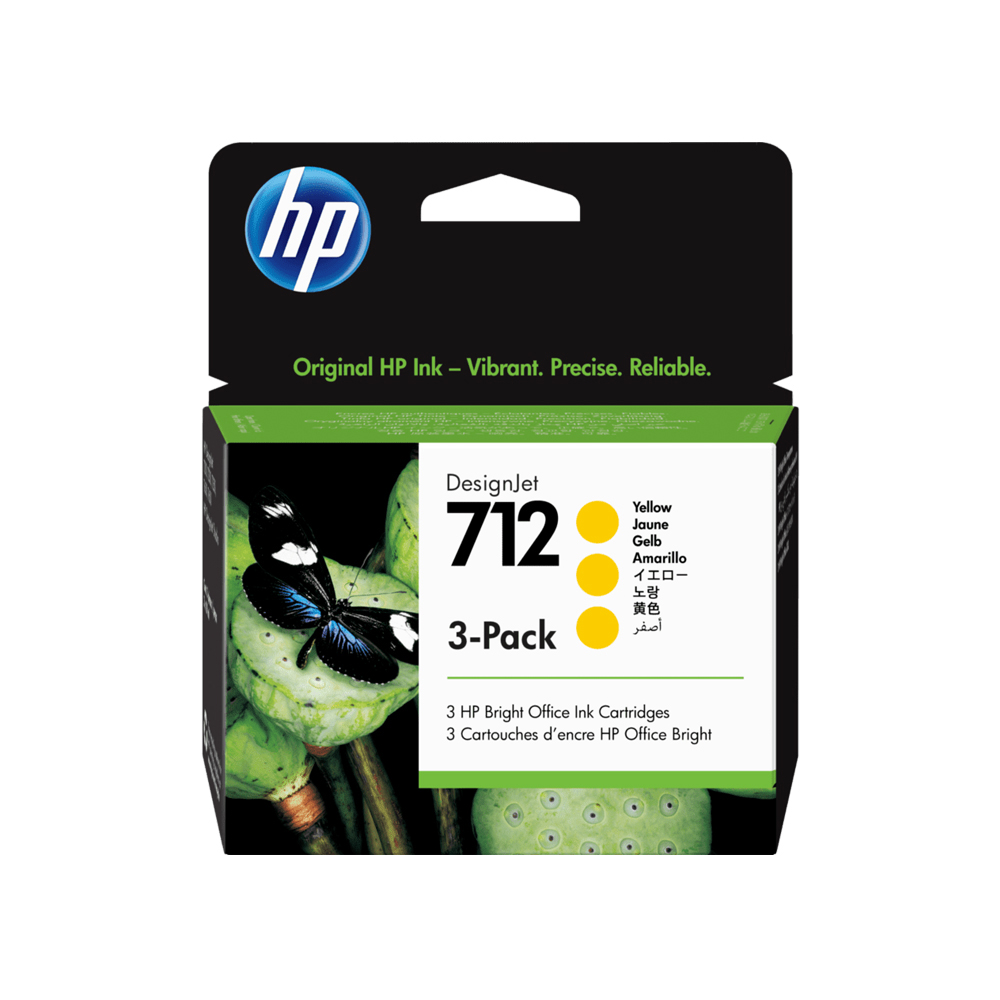 HP 712 黃色原廠墨水匣29ml x 3入組(3ED79A) | HP® 惠普台灣原廠購物網