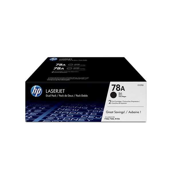 HP 78A LaserJet 黑色原廠碳粉匣2入組(CE278AD)