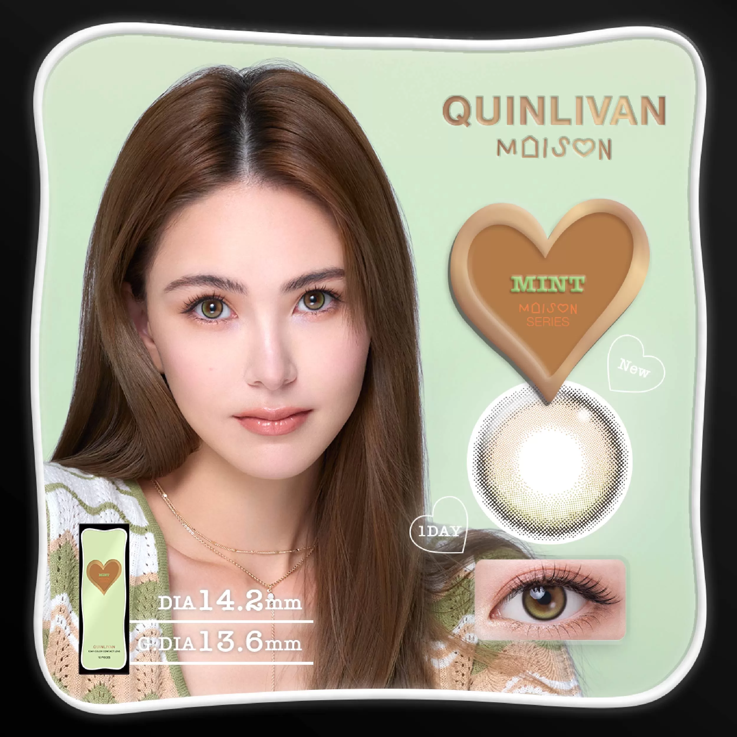 Quinlivan 昆凌Maison｜微美瞳彩色日拋10片裝-MINT 薄荷綠