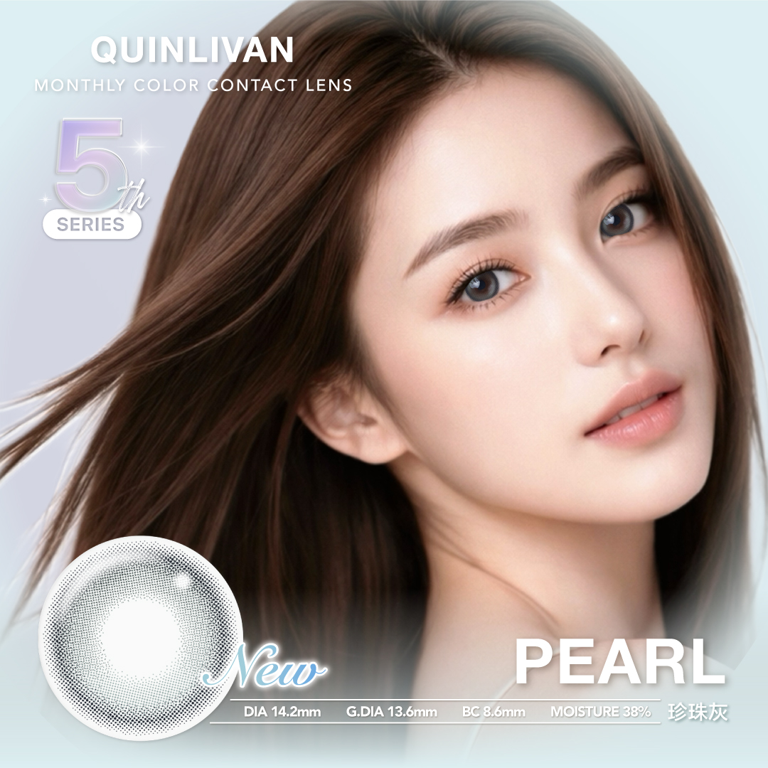 Quinlivan 昆凌5th｜微美瞳彩色月拋2片裝-PEARL 珍珠灰