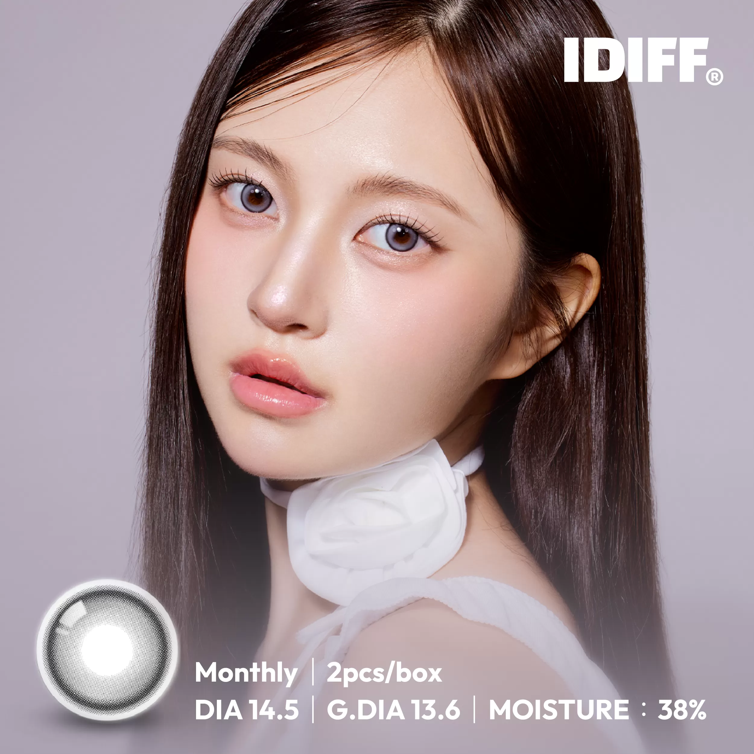 IDIFF MEOW系列彩色月拋2片裝-Coon Gray 緬因灰