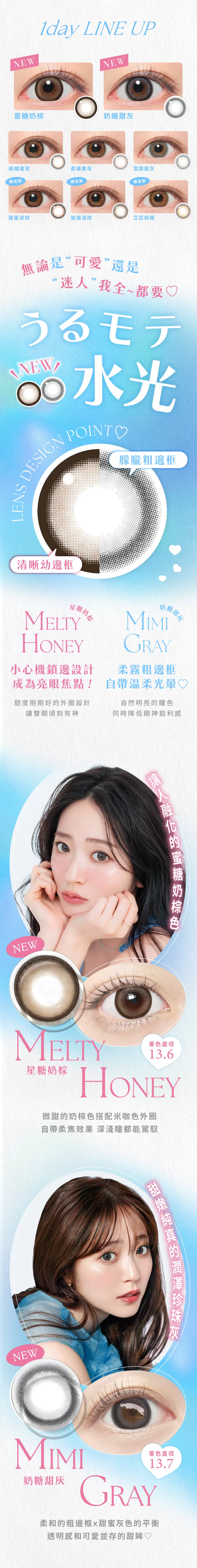 Candy Magic濾藍光彩色日拋10片裝Mimi Gray-奶糖甜灰,鈴木愛理,鎖邊隱形眼鏡,隱眼,隱形眼鏡,高含水量